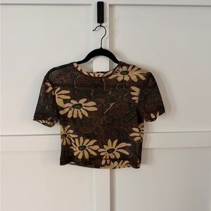 NANUSHKA MeshPatterned Brown Crop Top